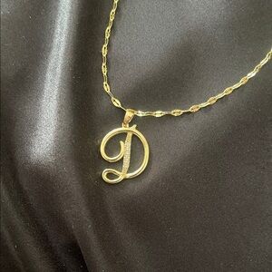 Gold Initial 'D' Pendant Necklace